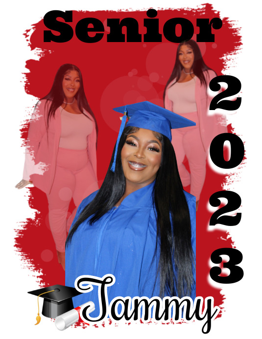 Class of 2023 | Red | Black | Senior|Grad PNG Flyer (US Letter) template
